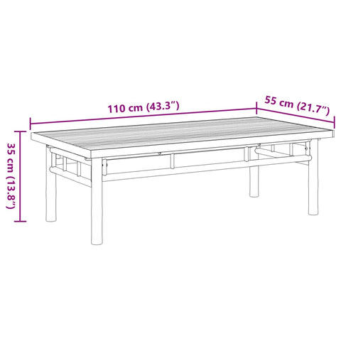 vidaXL Couchtisch 110x55x35 cm Bambus