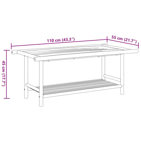 vidaXL Couchtisch 110x55x45 cm Bambus