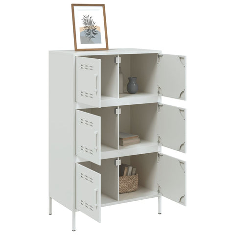 vidaXL Highboard Weiß 68x39x113 cm Stahl