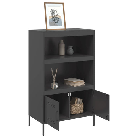 Highboard Schwarz 68x39x113 cm Stahl