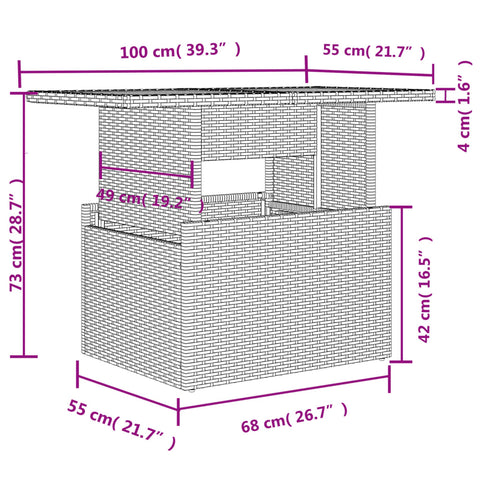 11-tlg. Garten-Sofagarnitur mit Kissen Grau Poly Rattan