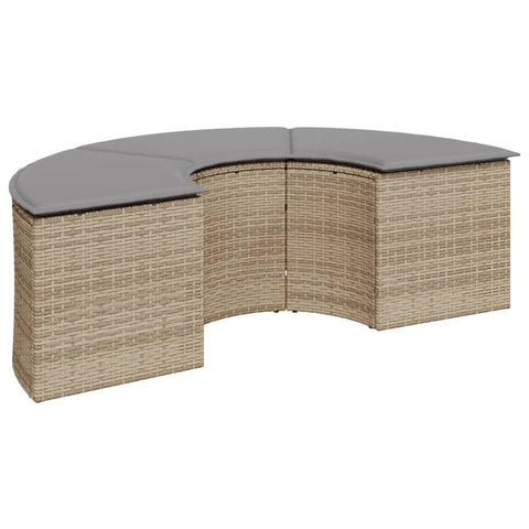 2-tlg. Garten-Sofagarnitur Halbrund Beige Poly-Rattan