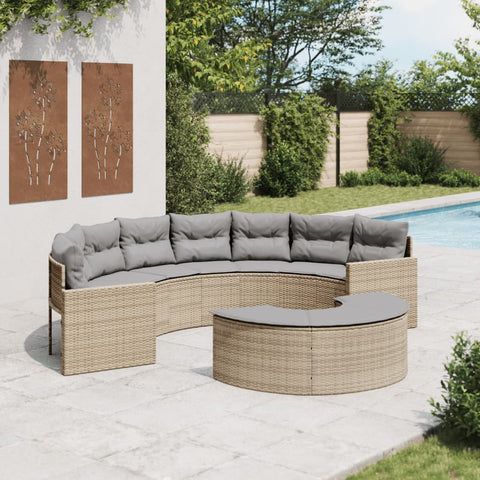 2-tlg. Garten-Sofagarnitur Halbrund Beige Poly-Rattan