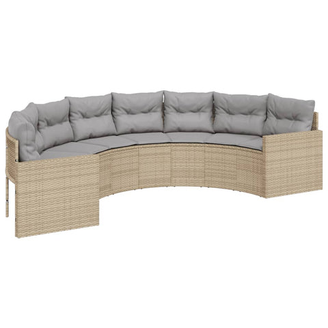 3-tlg. Garten-Sofagarnitur Halbrund Beige Poly-Rattan