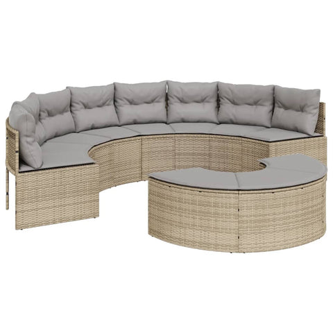 2-tlg. Garten-Sofagarnitur Halbrund Beige Poly-Rattan