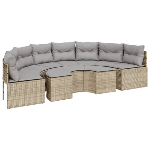 2-tlg. Garten-Sofagarnitur Halbrund Beige Poly-Rattan