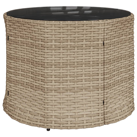 3-tlg. Garten-Sofagarnitur Halbrund Beige Poly-Rattan