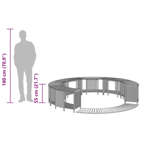 Whirlpool-Umrandung Schwarz Poly-Rattan und Massivholz Akazie