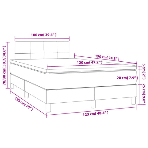 Boxspringbett mit Matratze Hellgrau 120x190 cm Samt