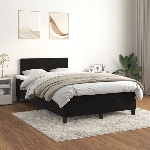 vidaXL Boxspringbett mit Matratze Schwarz 120x190 cm Samt