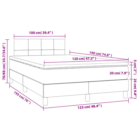 vidaXL Boxspringbett mit Matratze Schwarz 120x190 cm Samt