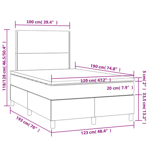 Boxspringbett mit Matratze Dunkelblau 120x190 cm Samt