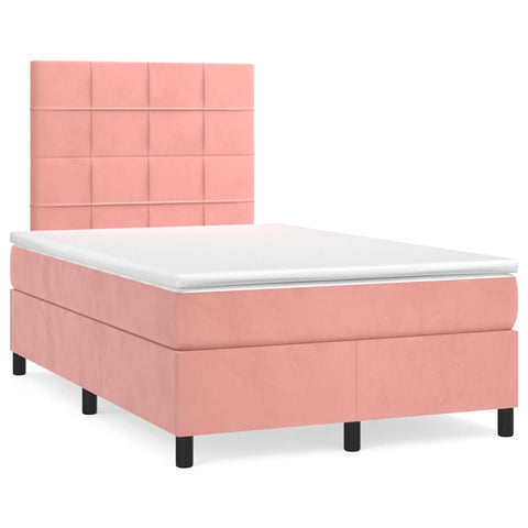 vidaXL Boxspringbett mit Matratze Rosa 120x190 cm Samt