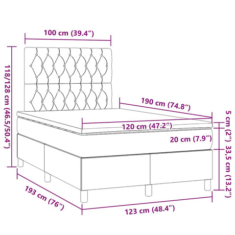 Boxspringbett mit Matratze Dunkelblau 120x190 cm Samt