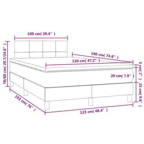 Boxspringbett mit Matratze & LED Rosa 120x190 cm Samt