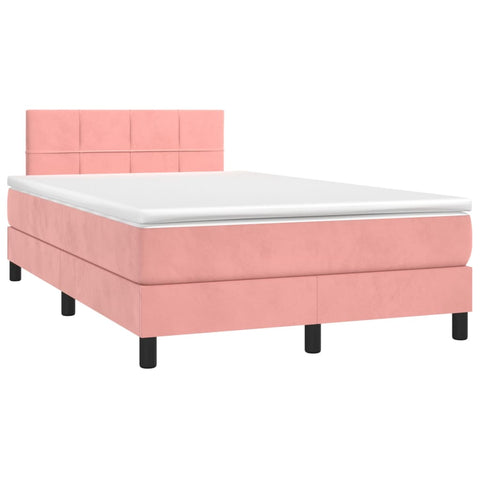 Boxspringbett mit Matratze & LED Rosa 120x190 cm Samt