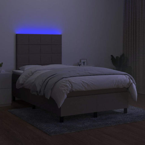 vidaXL Boxspringbett mit Matratze & LED Taupe 120x190 cm Stoff