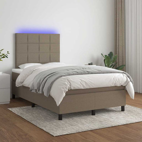 vidaXL Boxspringbett mit Matratze & LED Taupe 120x190 cm Stoff