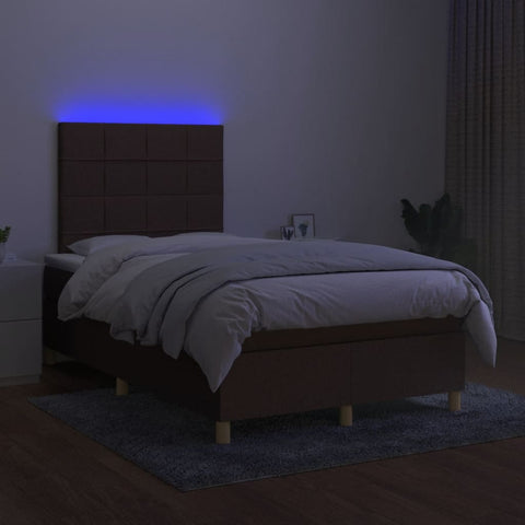 Boxspringbett mit Matratze & LED Dunkelbraun 120x190 cm Stoff