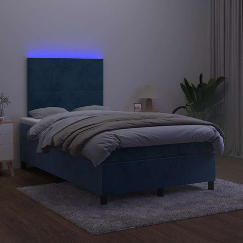 Boxspringbett mit Matratze & LED Dunkelblau 120x190 cm Samt