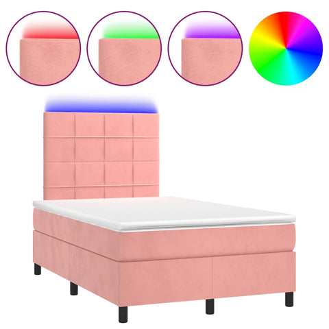 Boxspringbett mit Matratze & LED Rosa 120x190 cm Samt