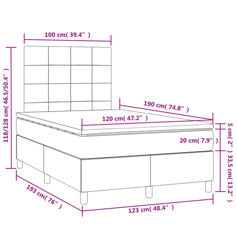 Boxspringbett mit Matratze & LED Rosa 120x190 cm Samt