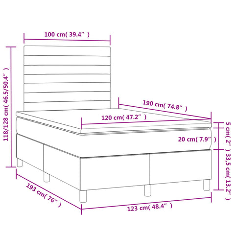 Boxspringbett mit Matratze & LED Dunkelblau 120x190 cm Samt