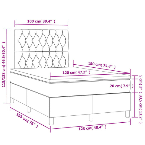 Boxspringbett mit Matratze & LED Dunkelgrün 120x190 cm Samt