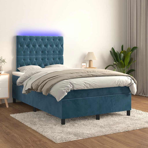 Boxspringbett mit Matratze & LED Dunkelblau 120x190 cm Samt