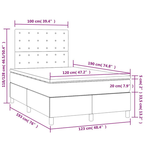 Boxspringbett mit Matratze & LED Dunkelgrün 120x190 cm Samt