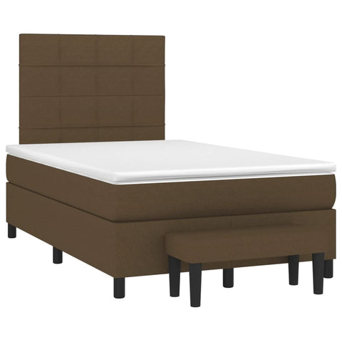 vidaXL Boxspringbett mit Matratze Dunkelbraun 120x190 cm Stoff