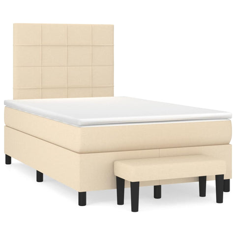 vidaXL Boxspringbett mit Matratze Creme 120x190 cm Stoff