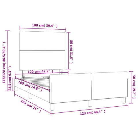 Bettgestell ohne Matratze Creme 120x190 cm Stoff