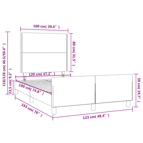 Bettgestell ohne Matratze Blau 120x190 cm Stoff