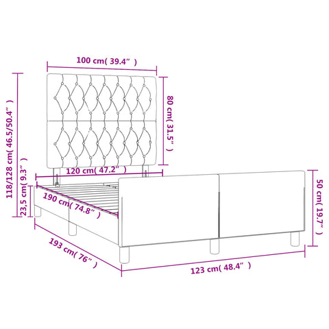 Bettgestell ohne Matratze Creme 120x190 cm Stoff