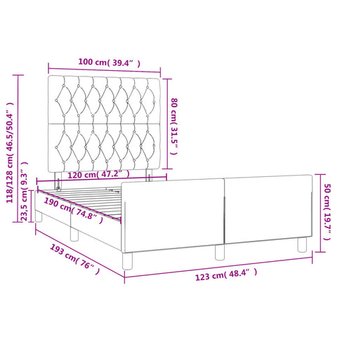 Bettgestell ohne Matratze Blau 120x190 cm Stoff