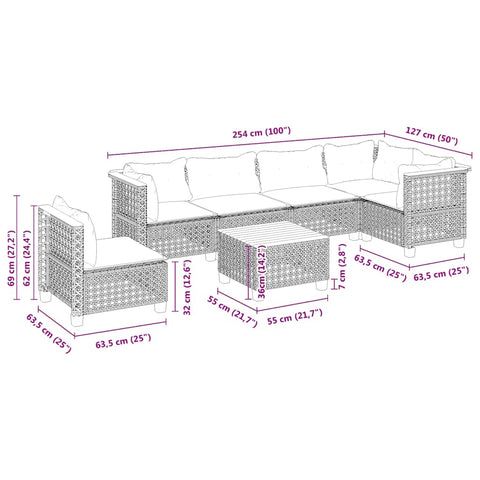 hocami - 7-tlg. Garten-Sofagarnitur mit Kissen Beige Poly Rattan - 7-tlg-garten-sofagarnitur-mit-kissen-beige-poly-rattan-913 - 