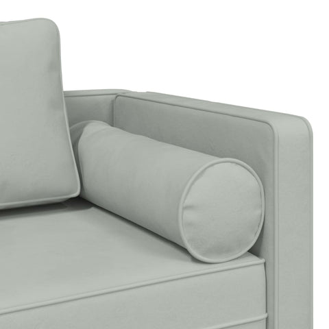 Chaiselongue mit Kissen Hellgrau Samt