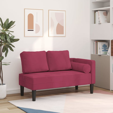 Chaiselongue mit Kissen Weinrot Samt