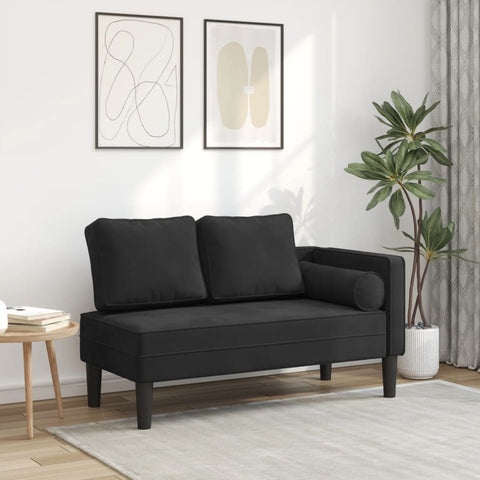 Chaiselongue mit Kissen Schwarz Samt