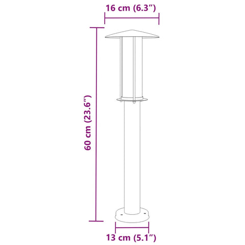 Wegeleuchten 3 Stk. Silbern 60 cm Edelstahl