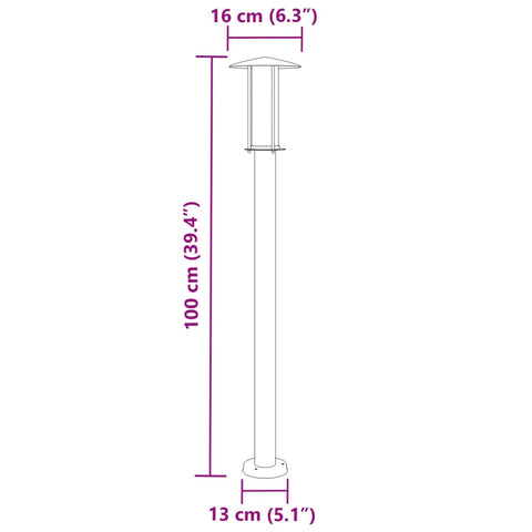 Wegeleuchten 3 Stk. Silbern 100 cm Edelstahl