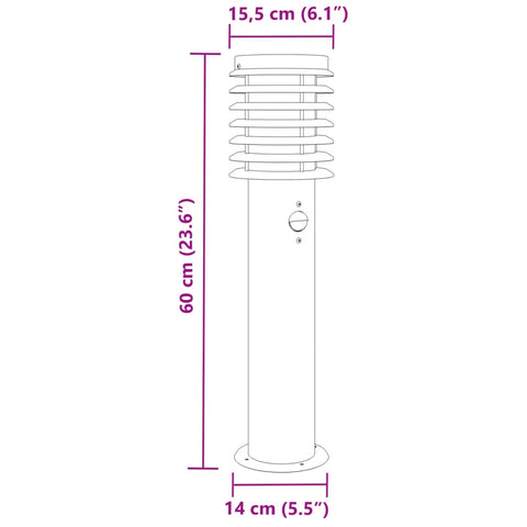 Wegeleuchten mit Bewegungsmelder 3 Stk. Schwarz 60 cm Edelstahl