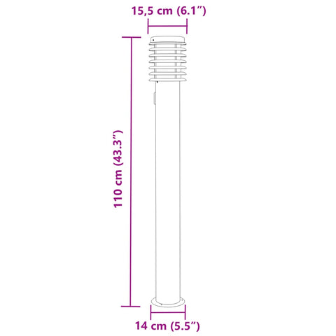 Wegeleuchten mit Steckdose 3 Stk. Silbern 110 cm Edelstahl