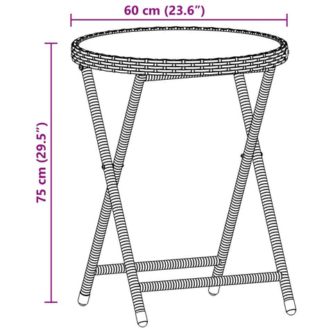 3-tlg. Bistro-Set mit Kissen Grau Poly Rattan und Glas