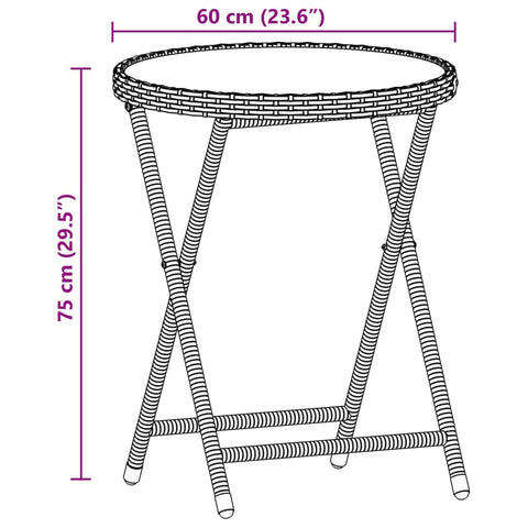 3-tlg. Bistro-Set mit Kissen Grau Poly Rattan & Akazienholz