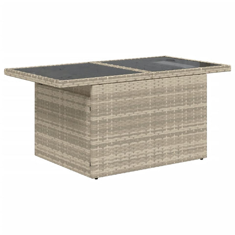 11-tlg. Garten-Sofagarnitur mit Kissen Hellgrau Poly Rattan