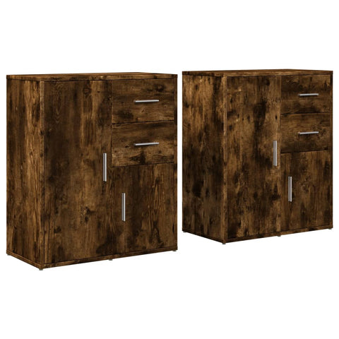 Sideboards 2 Stk. Räuchereiche 60x31x70 cm Holzwerkstoff