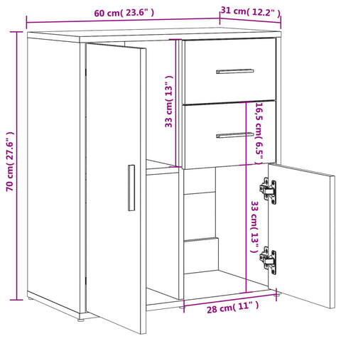 Sideboards 2 Stk. Räuchereiche 60x31x70 cm Holzwerkstoff