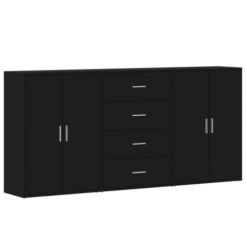 vidaXL Sideboards 3 Stk. Schwarz 60x31x84 cm Holzwerkstoff